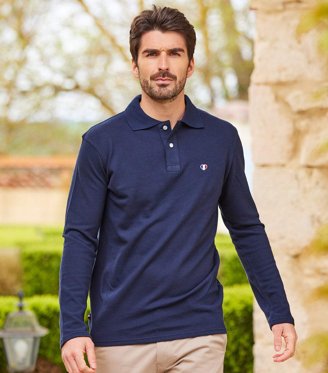 Polo Homme Manches Longues Marine - L'Iconique