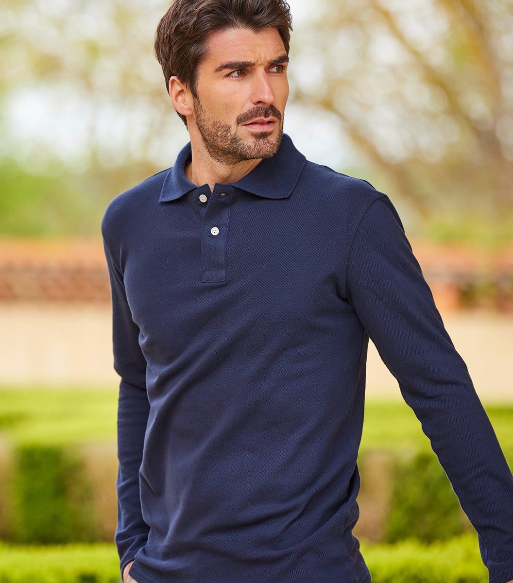Polo Homme Manches Longues Marine - Intemporel