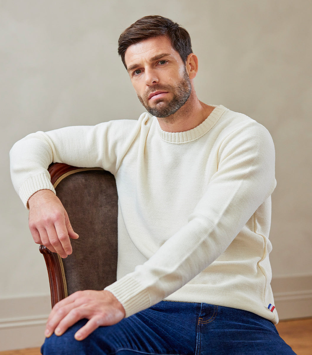 Pull Homme Laine Ecru