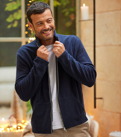 Veste Polaire Zippée Homme Marine