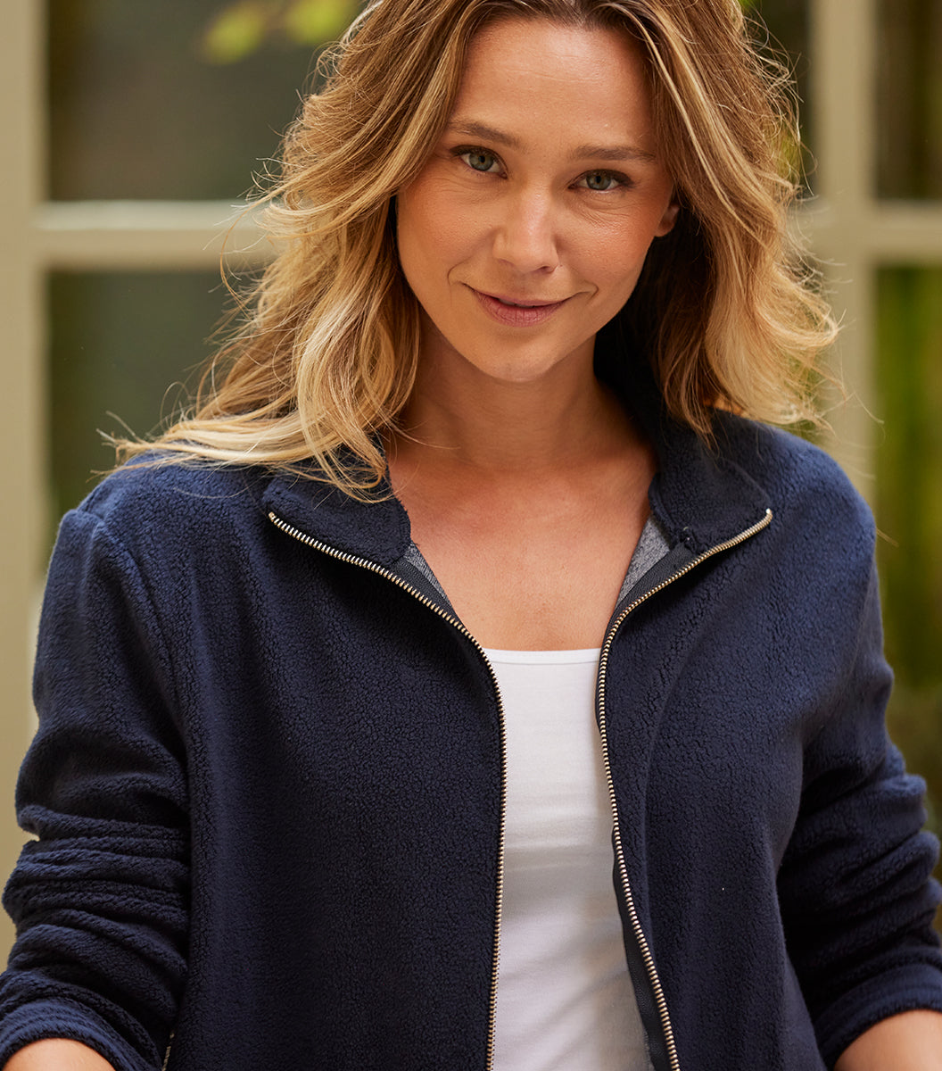 Veste Polaire Zippée Femme Marine