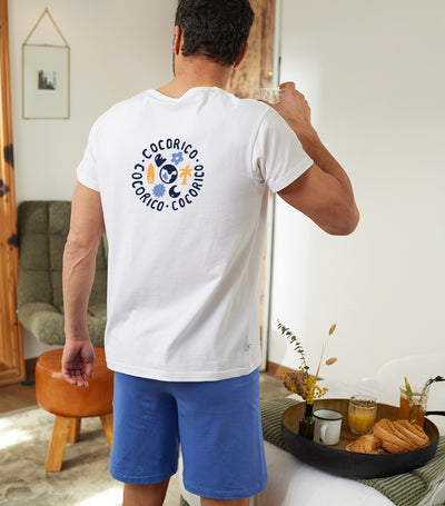 T-shirt Pyjama Homme Blanc - Voyage