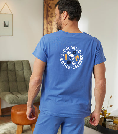T-shirt Pyjama Homme Bleu Riviera - Voyage