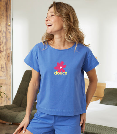 T-shirt Pyjama Femme Bleu Riviera - Douce