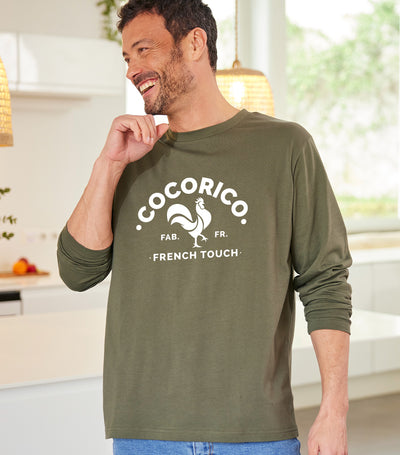T-shirt Manches Longues Homme Kaki - Coq Français