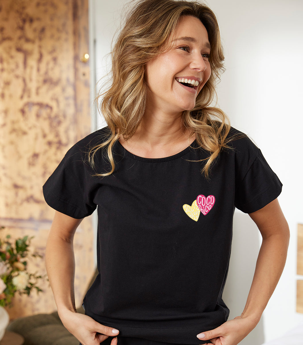 T-shirt Pyjama Femme Noir - Jolis Rêves