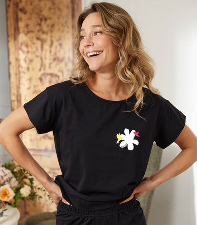 T-shirt Pyjama Femme Noir - Colibri