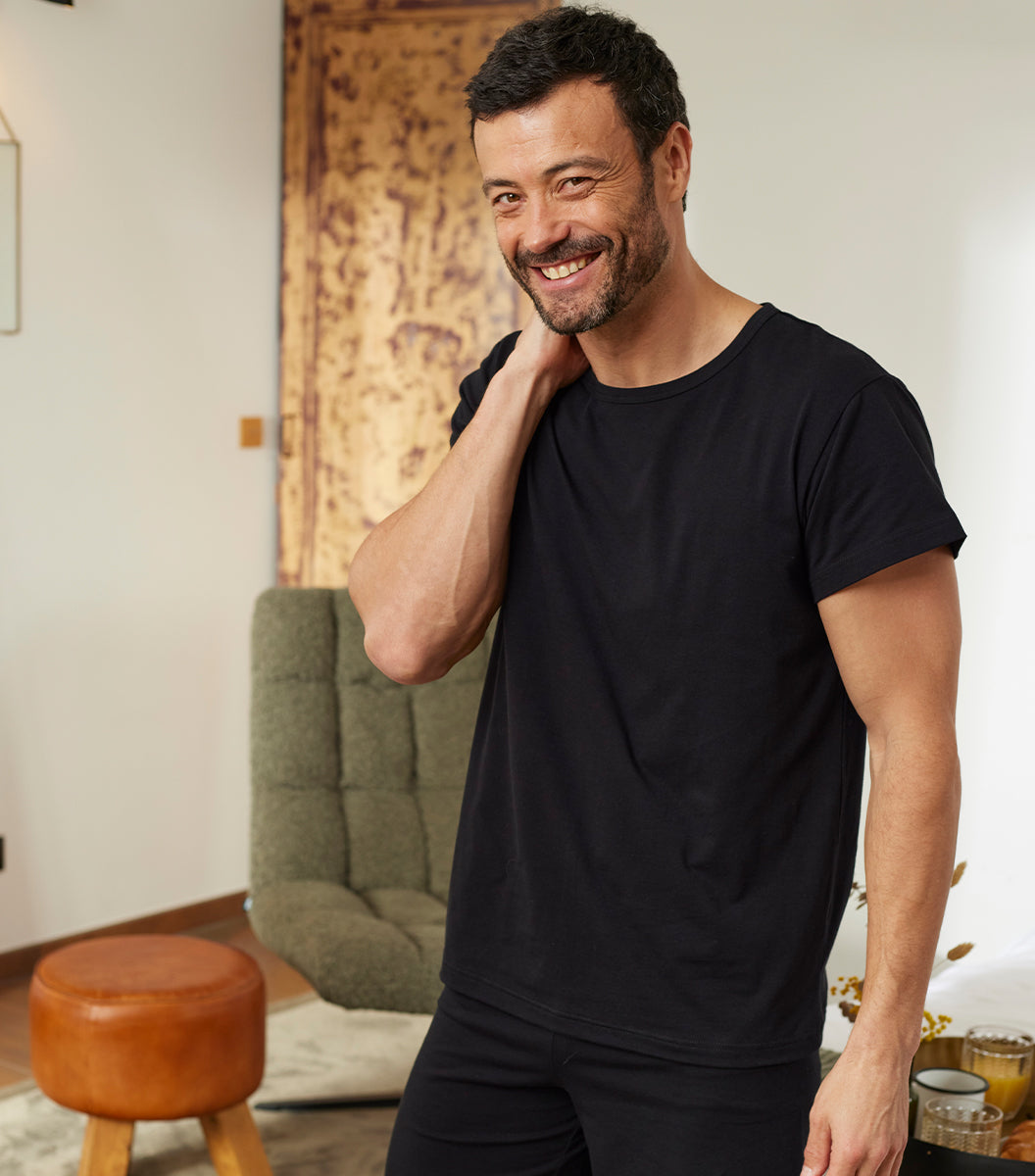 T-shirt Pyjama Homme Noir - Intemporel
