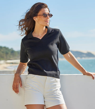 Polo Maille Femme Noir