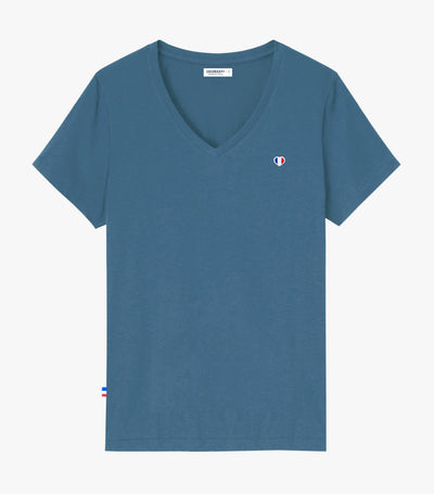 T-shirt Femme col V Azur - Iconique