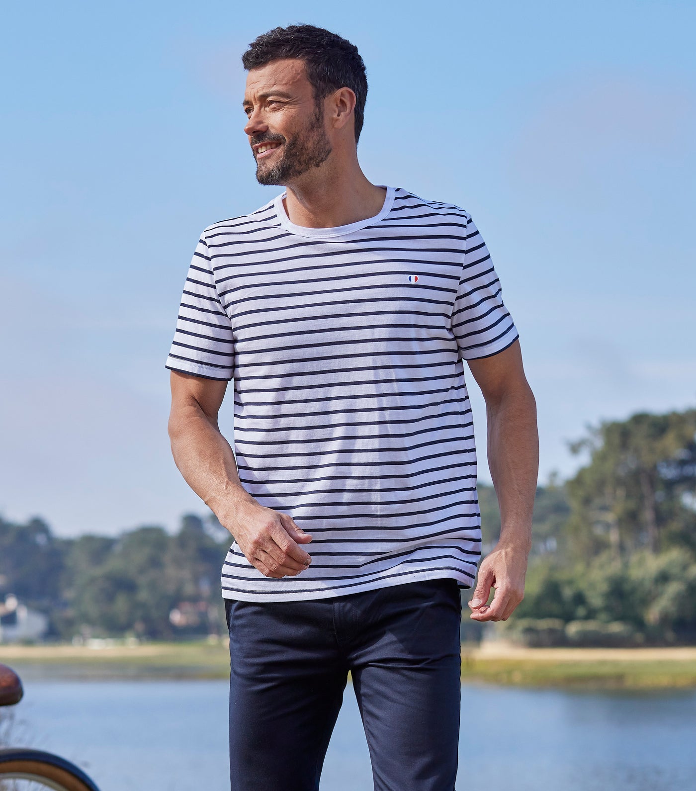 T-shirt - Marinière gris chiné main image 1