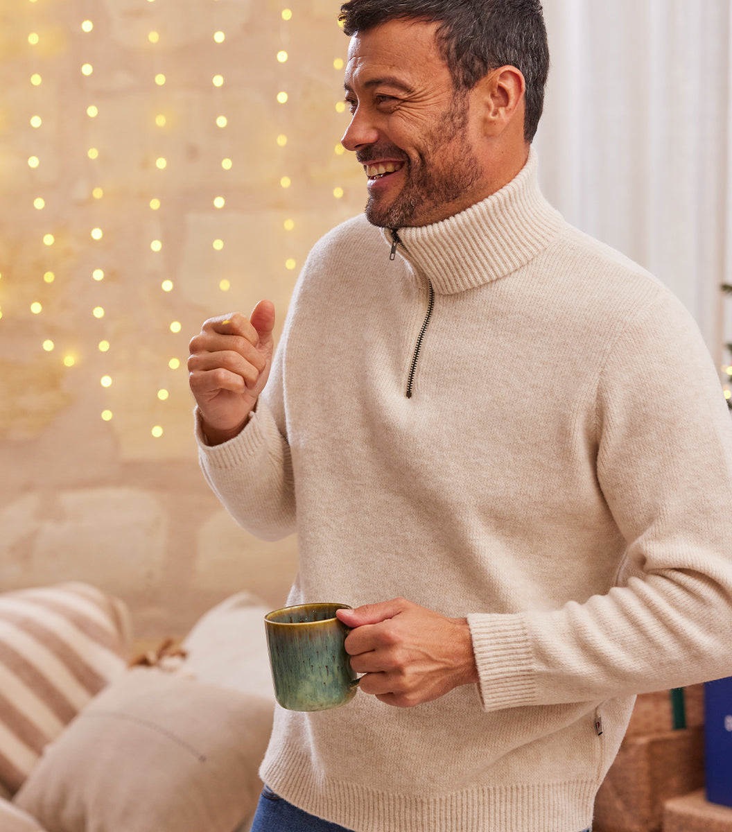 Pull Camionneur Homme Ecru