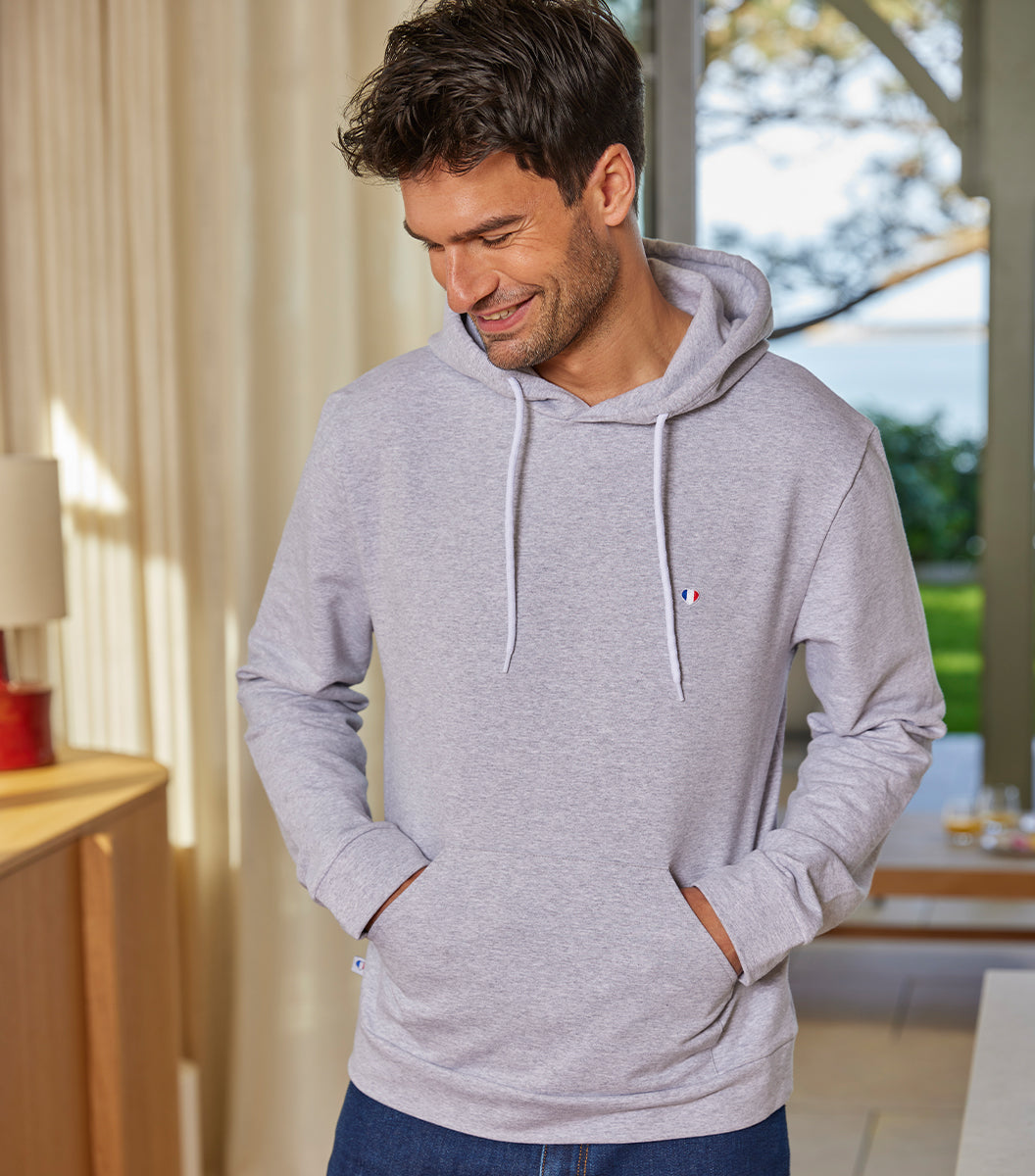 Sweat à capuche Homme Gris - Iconique - Made in France - Cocorico