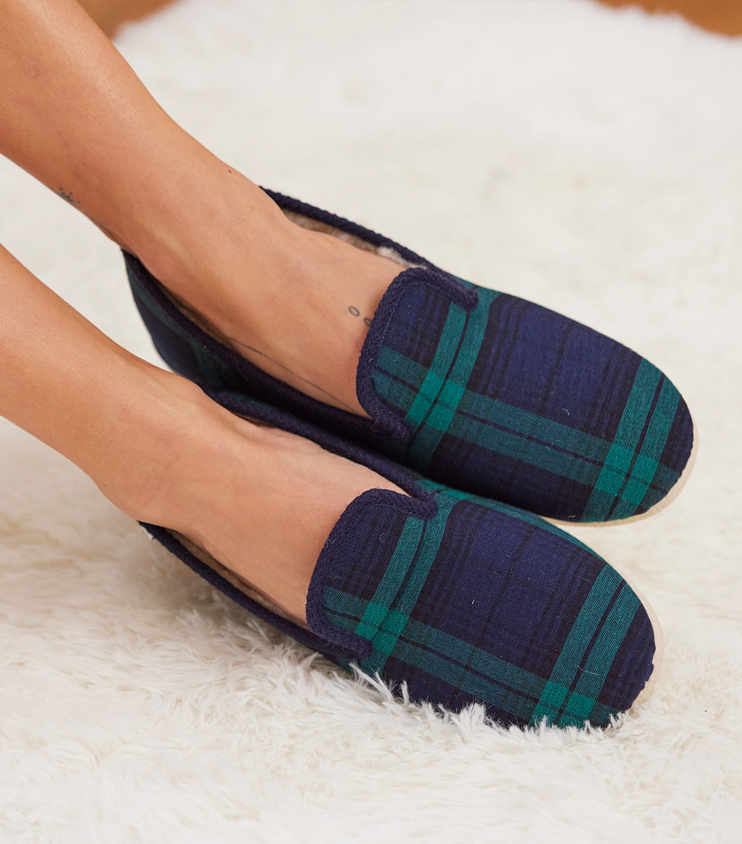 Charentaises Femme Tartan Vert