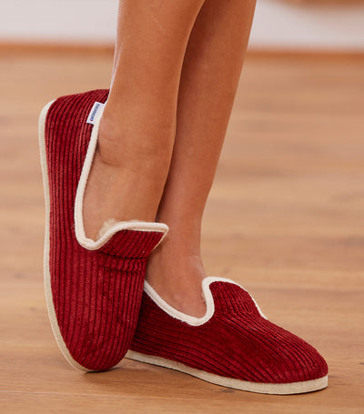 Charentaises Velours Femme Bordeaux