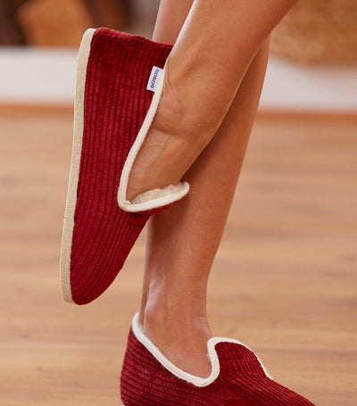 Charentaises Velours Femme Bordeaux