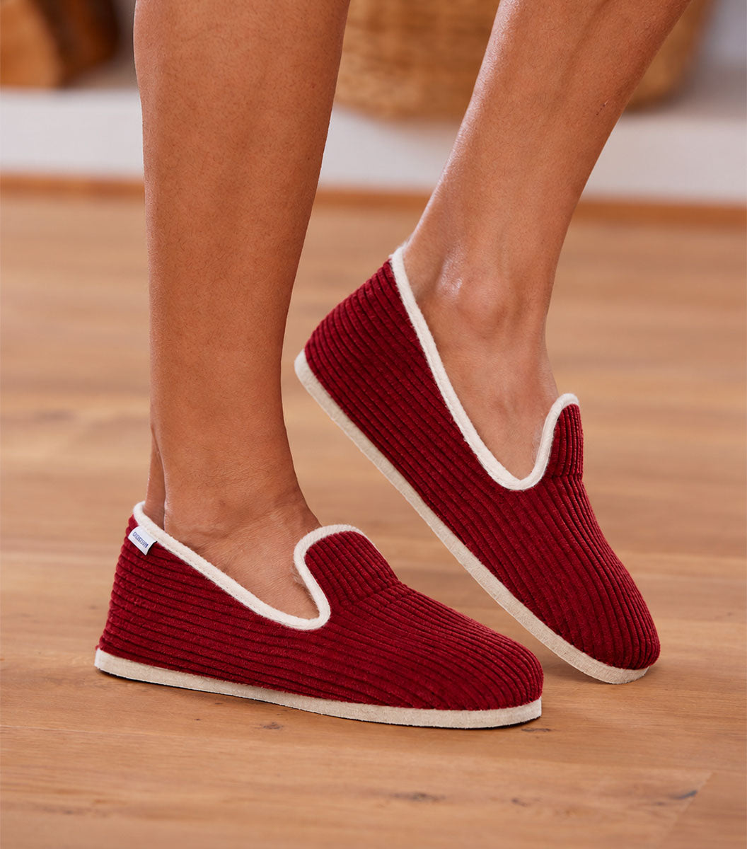 Charentaises Velours Homme Bordeaux
