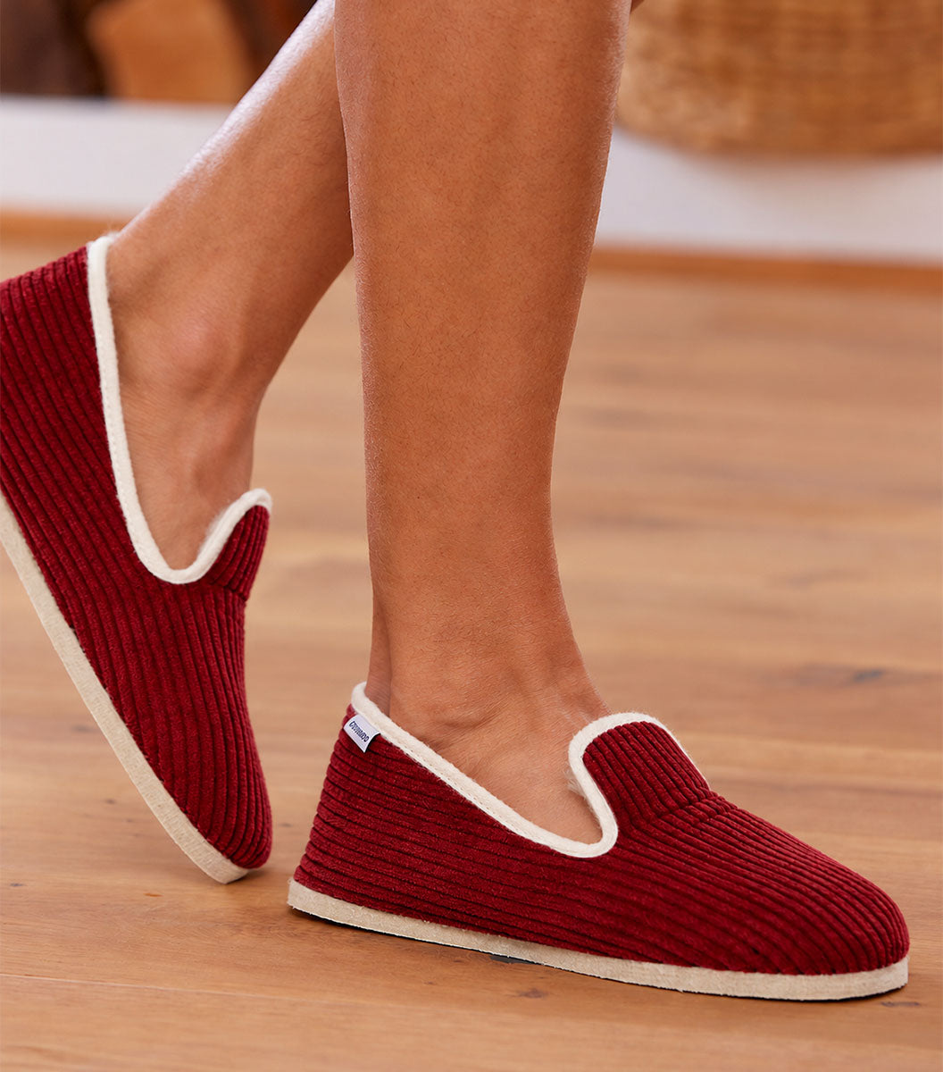 Charentaises Velours Homme Bordeaux