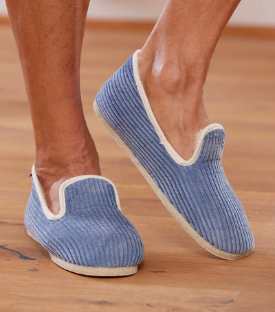 Charentaises Velours Homme Ciel