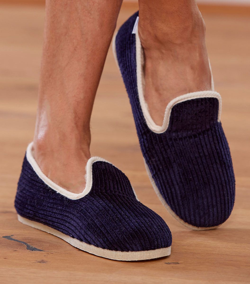 Charentaises Velours Homme Marine