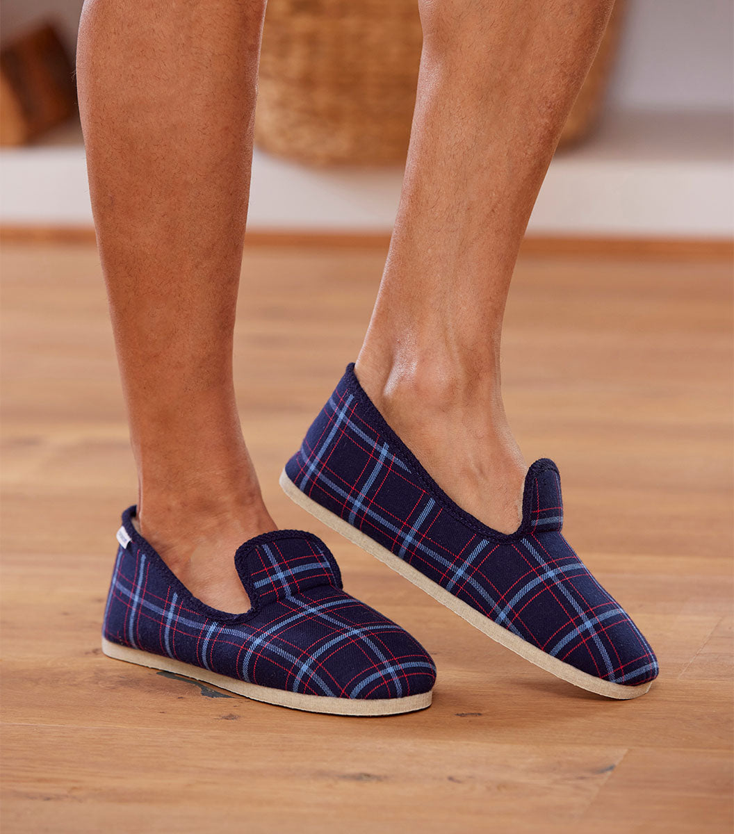 Charentaises Homme Tartan Bleu