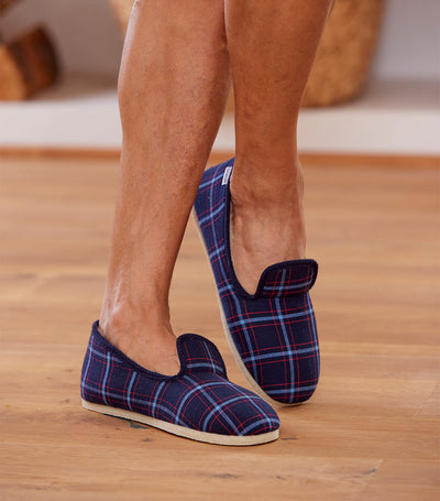 Charentaises Homme Tartan Bleu