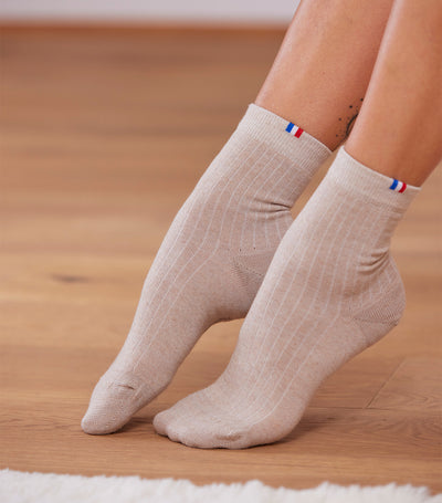 Chaussettes Femme en Laine Beige