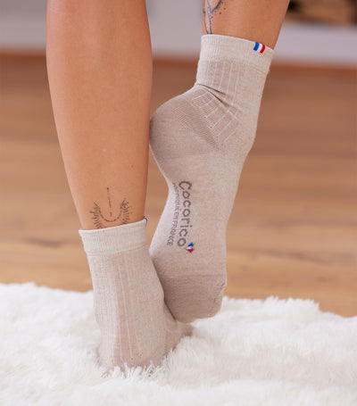 Chaussettes Femme en Laine Beige