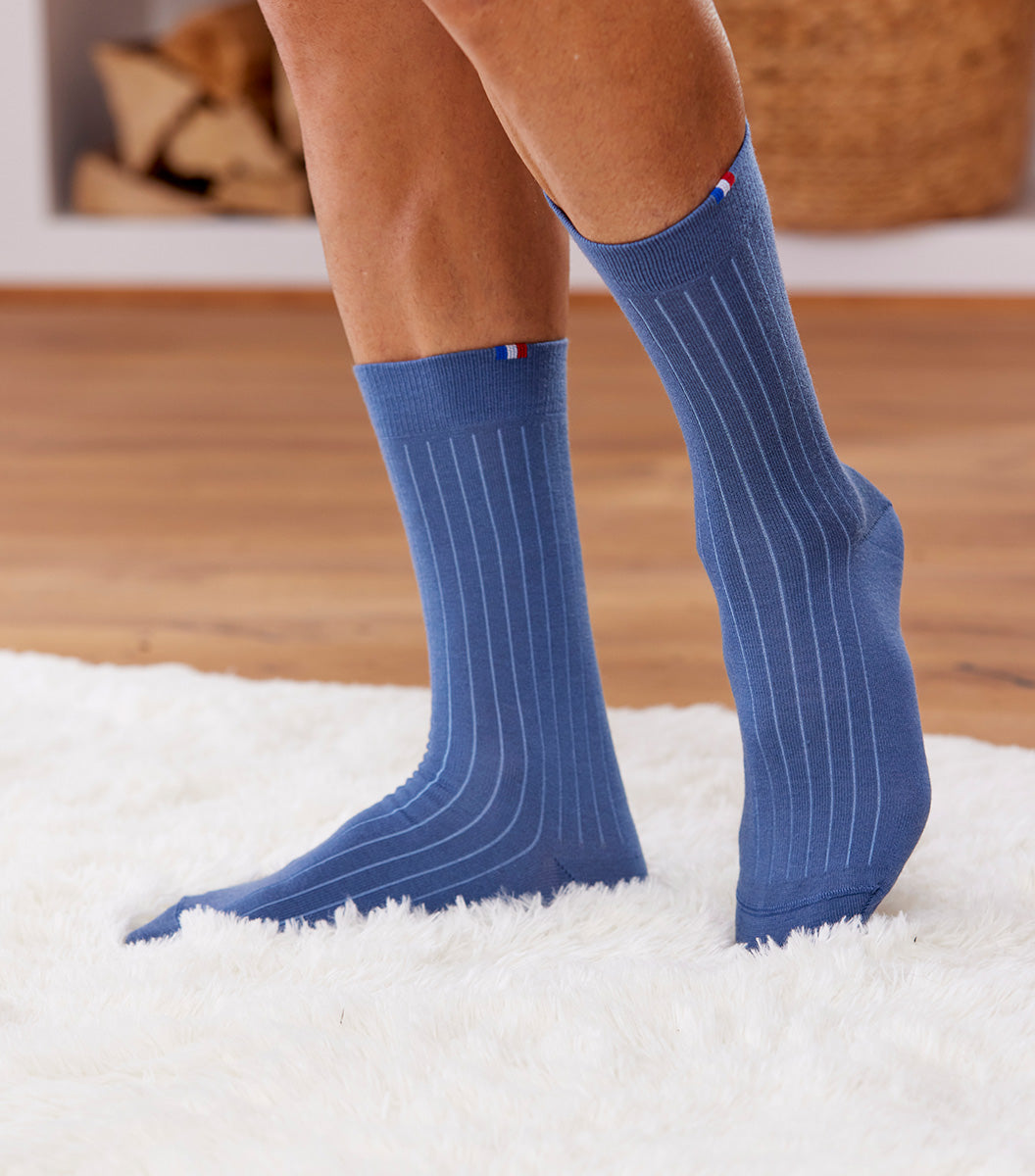 Chaussettes Homme en Laine Bleu