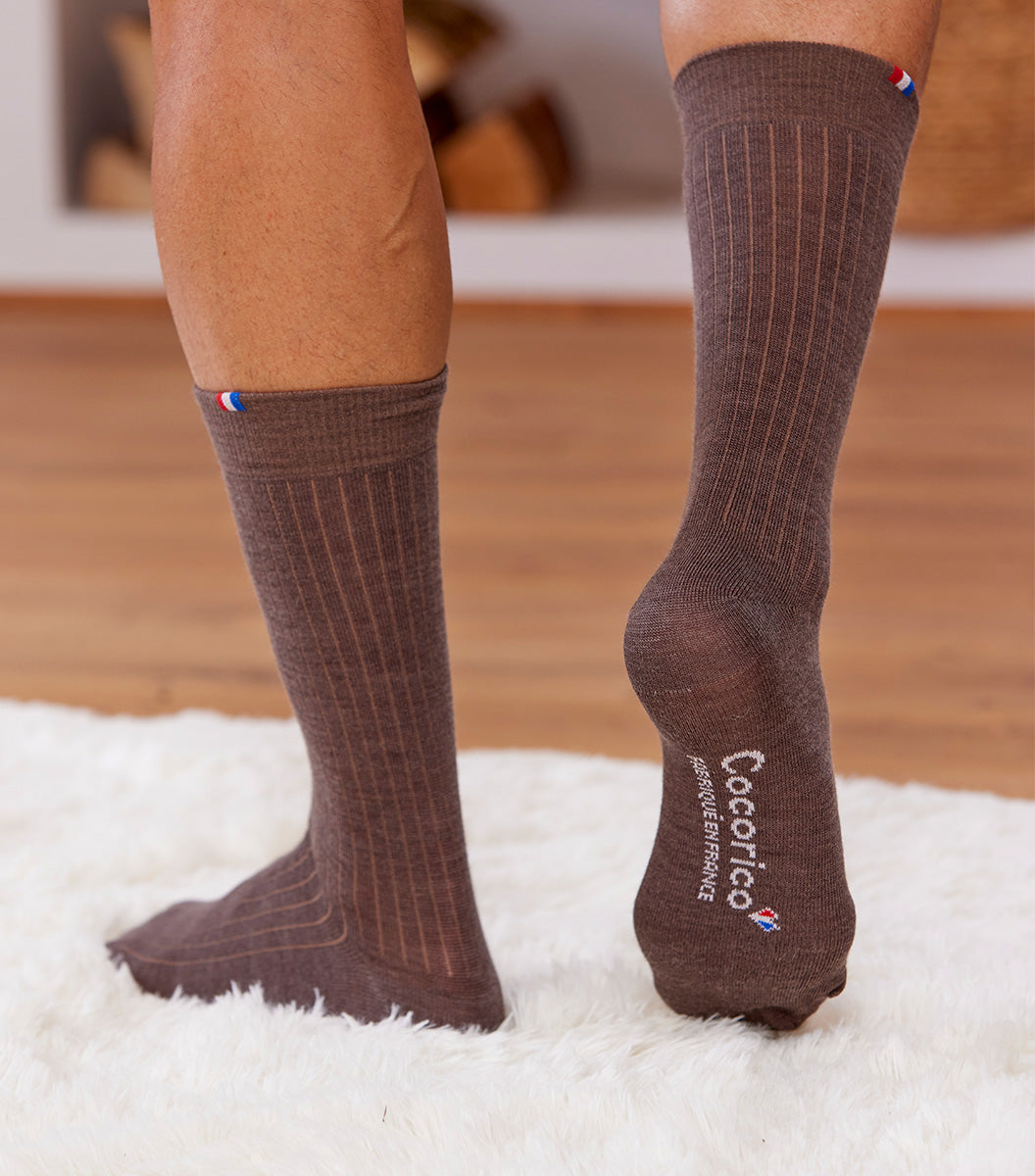 Chaussettes Homme en Laine Marron