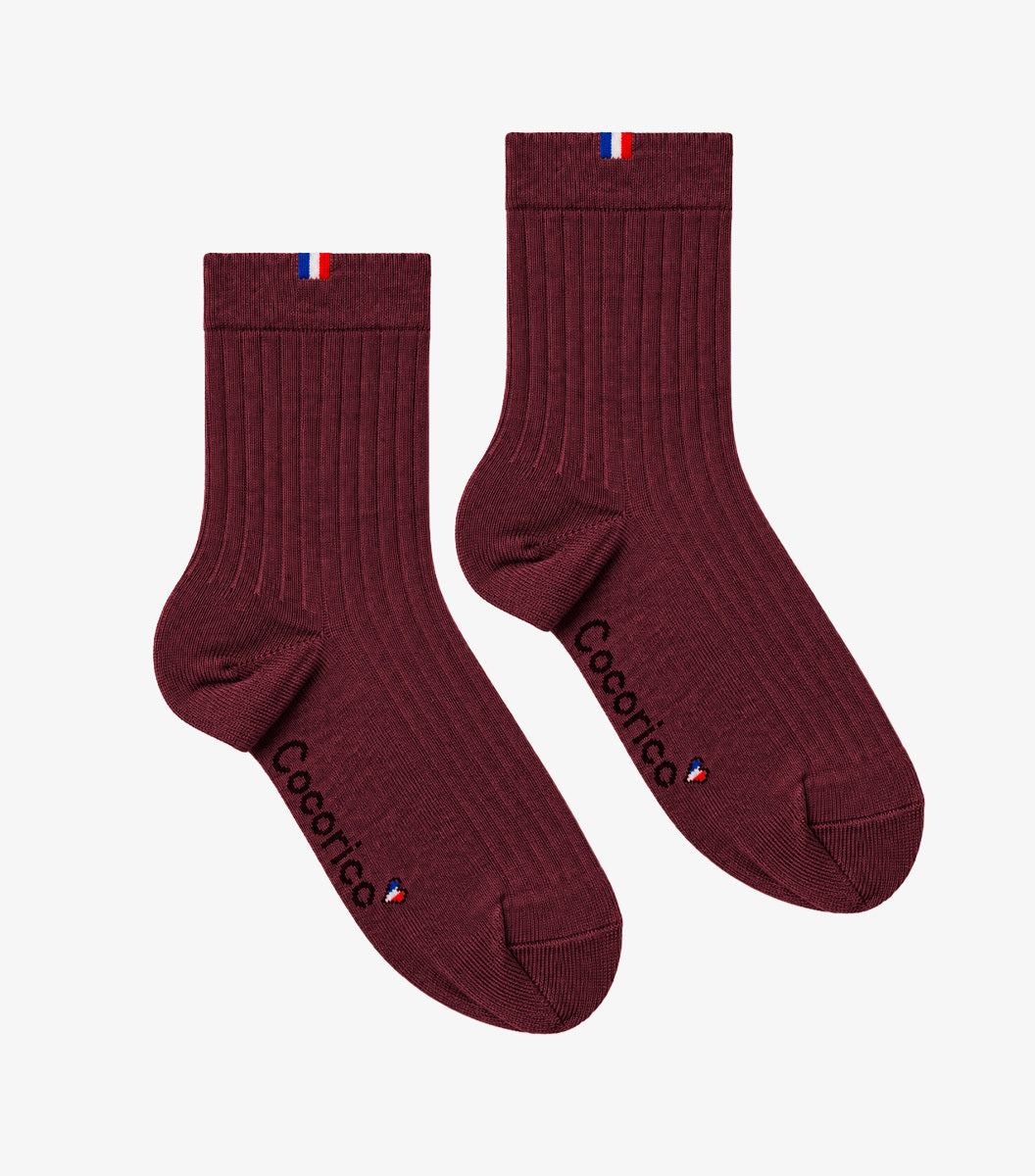 Chaussettes Femme en Laine Bordeaux