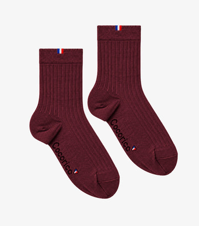 Chaussettes Femme en Laine Bordeaux