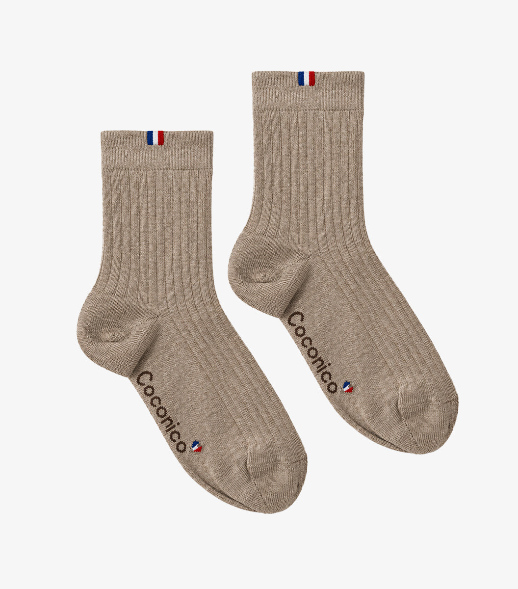 Chaussettes Femme en Laine Beige