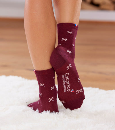 Chaussettes Femme de Noël Bordeaux - Petit Noeud
