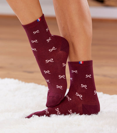 Chaussettes Femme de Noël Bordeaux - Petit Noeud