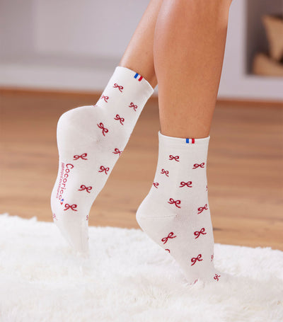 Chaussettes Femme de Noël Blanc - Petit Noeud