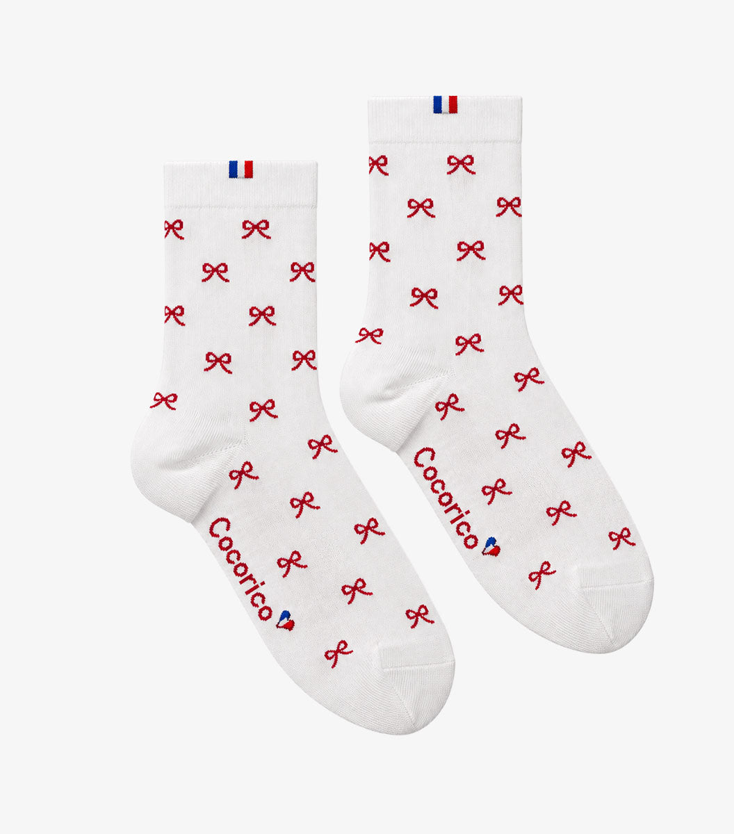 Chaussettes Femme de Noël Blanc - Petit Noeud