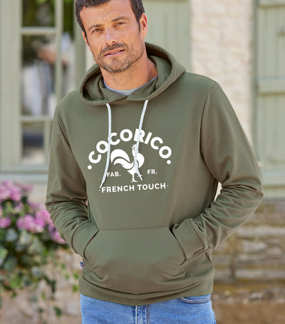 Sweat à capuche Homme Kaki - Coq Français