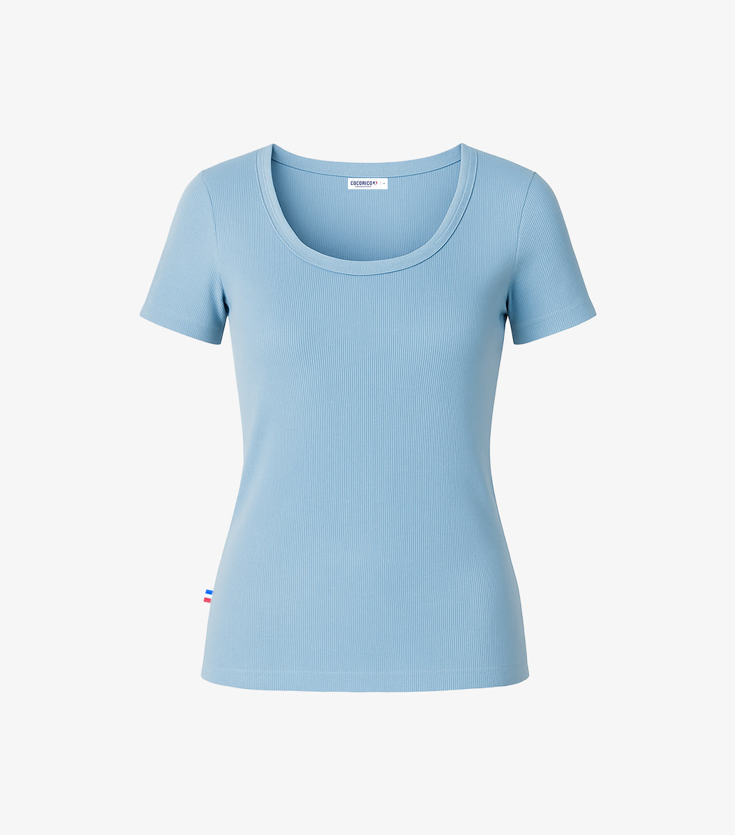 T-shirt Femme Côtelé Ciel - L'Intemporel