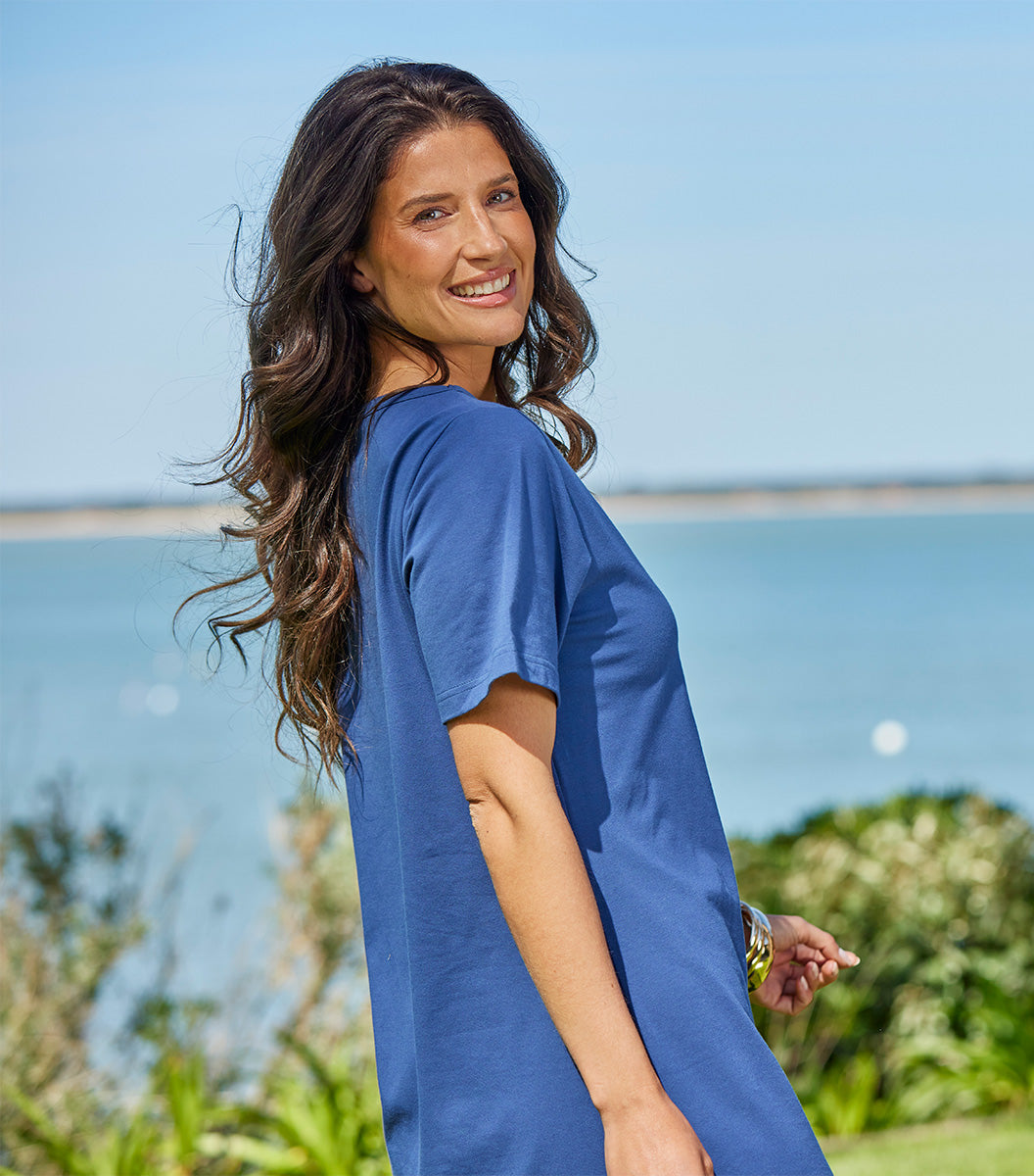 Robe Longue Femme Bleu Jean - Ela