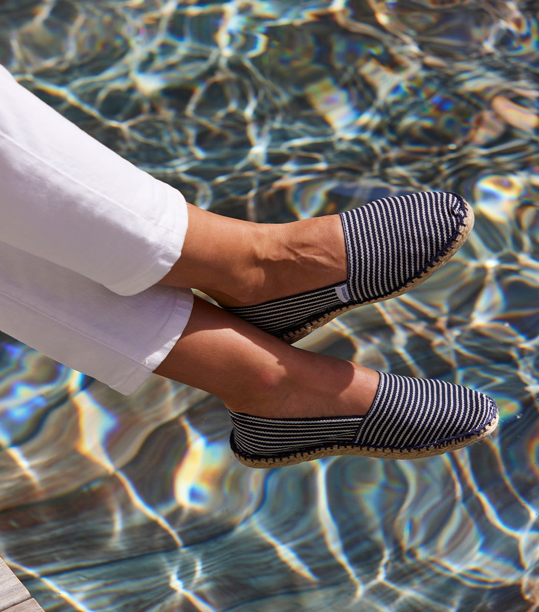 Espadrille Femme Rayé Fine Bleu