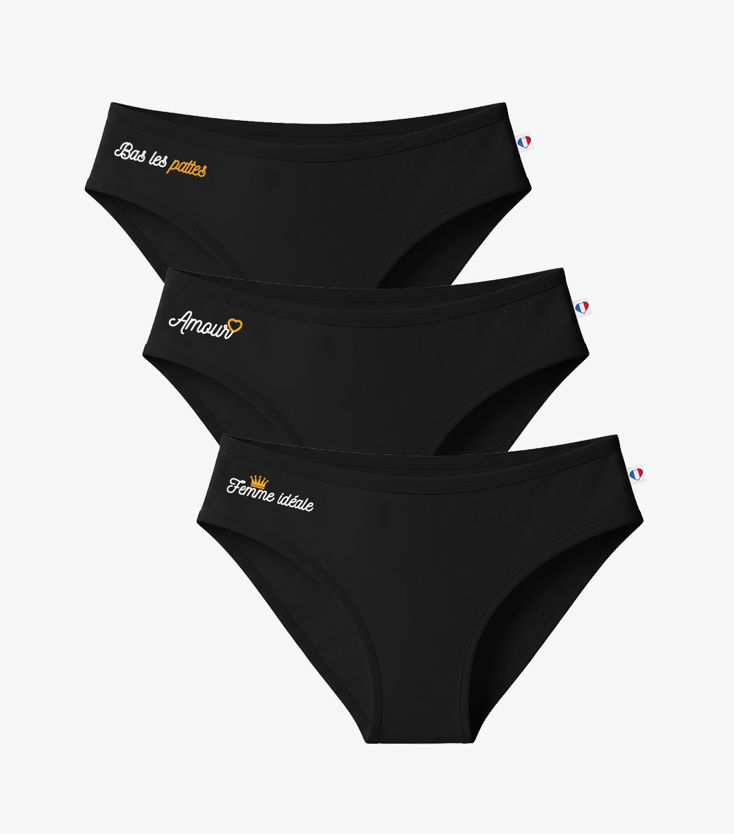 Culotte Femme Noir x3 - Pack Femme Ideale