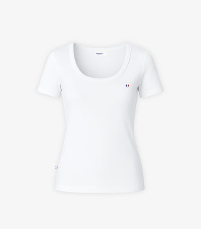 T-shirt Femme Côtelé Blanc - Iconique