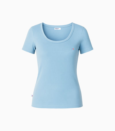 T-shirt Femme Côtelé Ciel - Iconique