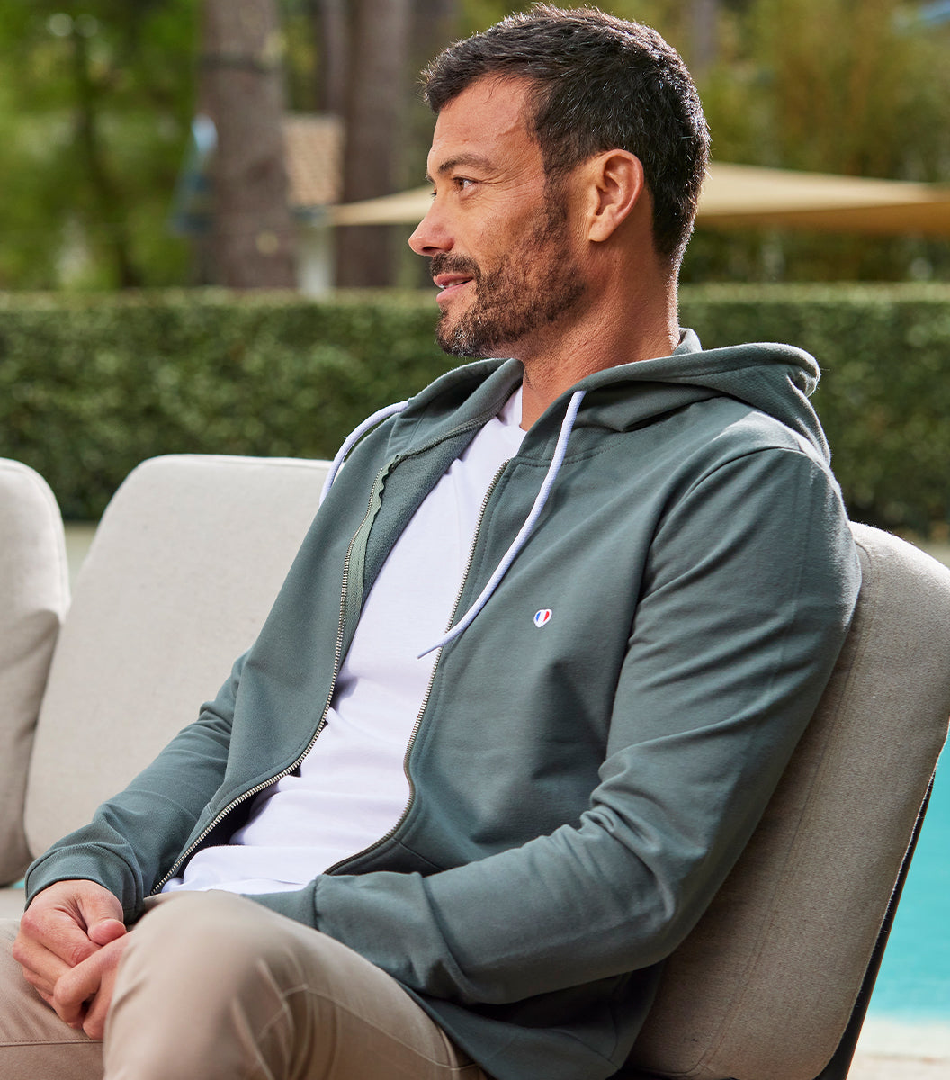 Sweat zippé Homme Sauge - Iconique