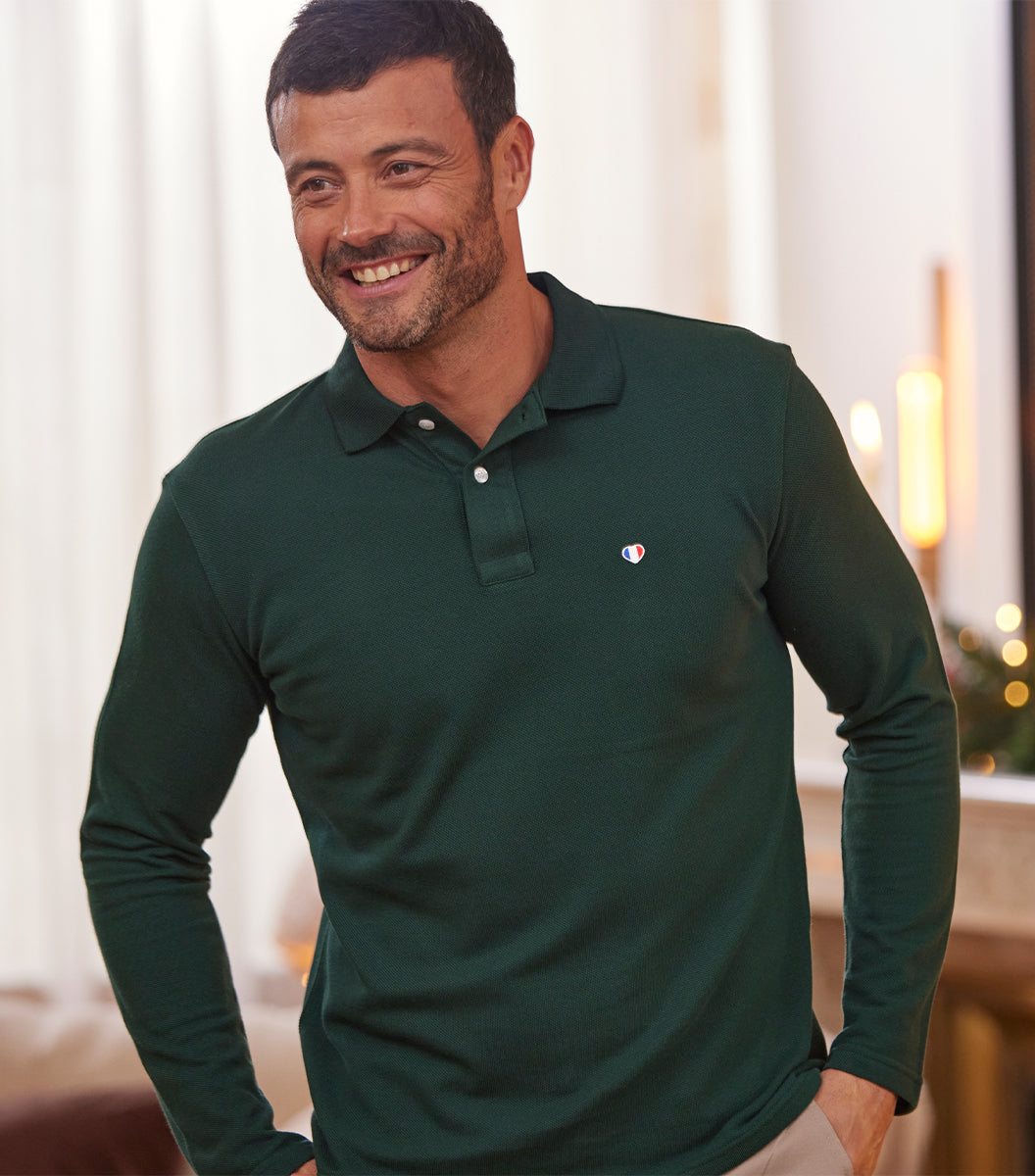 Polo Homme Manches Longues Sapin - L'Iconique