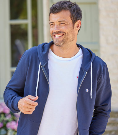 Sweat zippé Homme Marine - Iconique