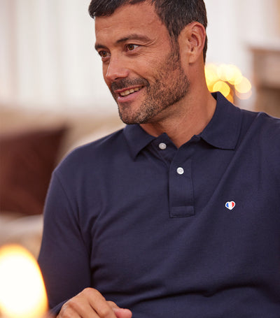 Polo Homme Manches Longues Marine - L'Iconique