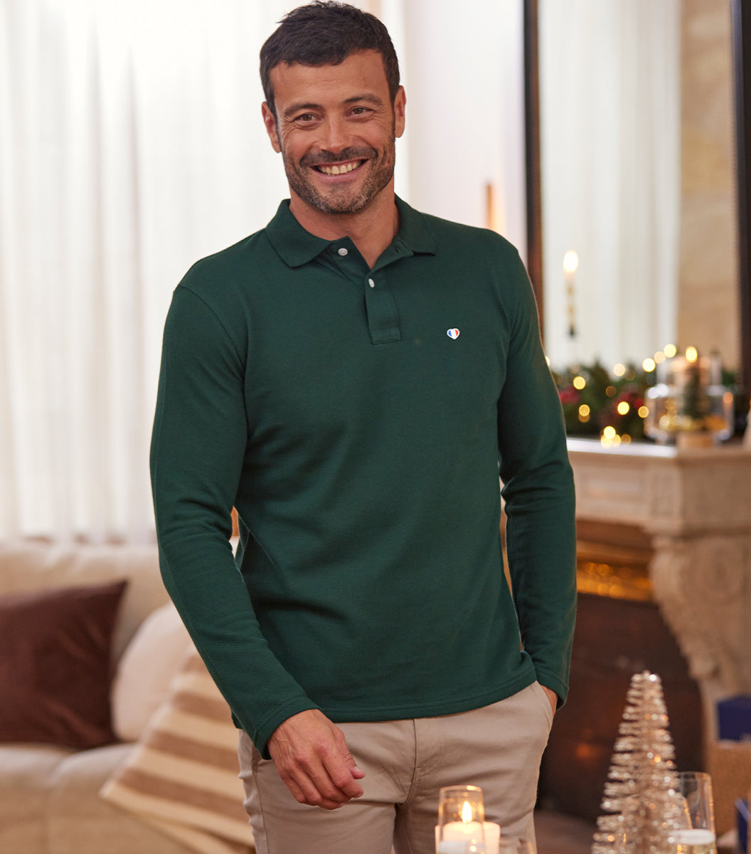 Polo Homme Manches Longues Sapin - L'Iconique