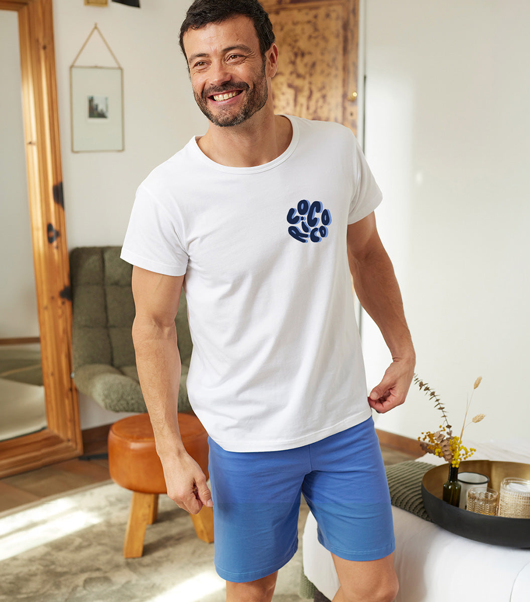 Ensemble Pyjama Homme Blanc/Bleu - Nuage